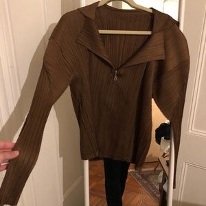 Issey Miyake Pleats Please brown zip-up, size 4